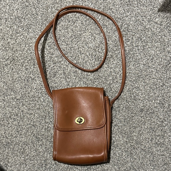 Vintage Coach Scooter Brown Leather Crossbody Bag - Picture 1 of 7